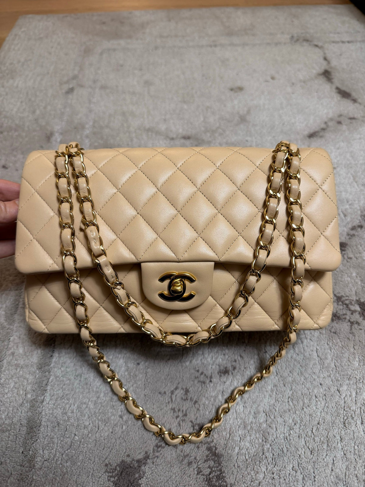 Classic Flap Medium — Beige Lambskin, Gold Hardware — view 2