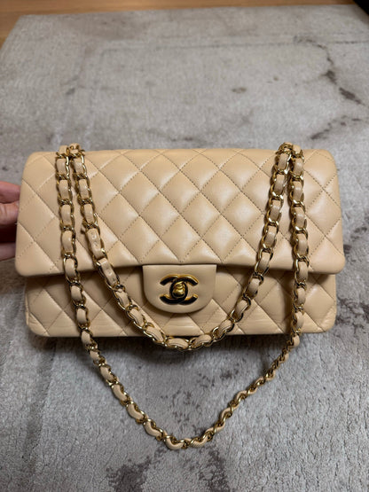 Classic Flap Medium — Beige Lambskin, Gold Hardware — view 2
