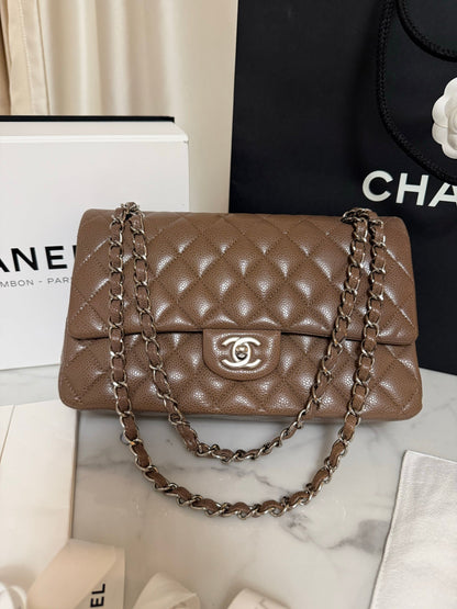 Classic Flap Jumbo — Etoupe Caviar, Silver Hardware — view 2