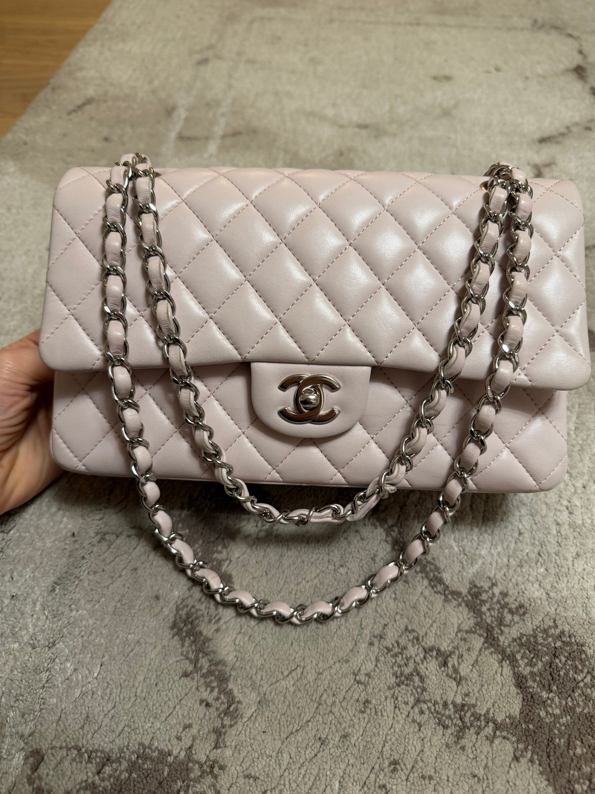 Classic Flap Medium — Rose Pâle Caviar, Silver Hardware — view 2