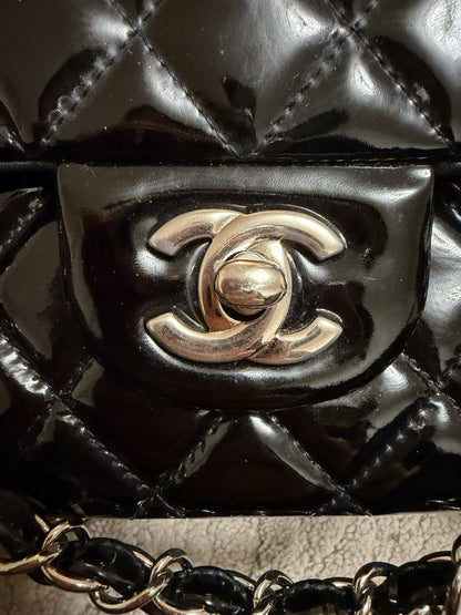 Classic Flap Medium — Black Patent, Silver Hardware — view 3