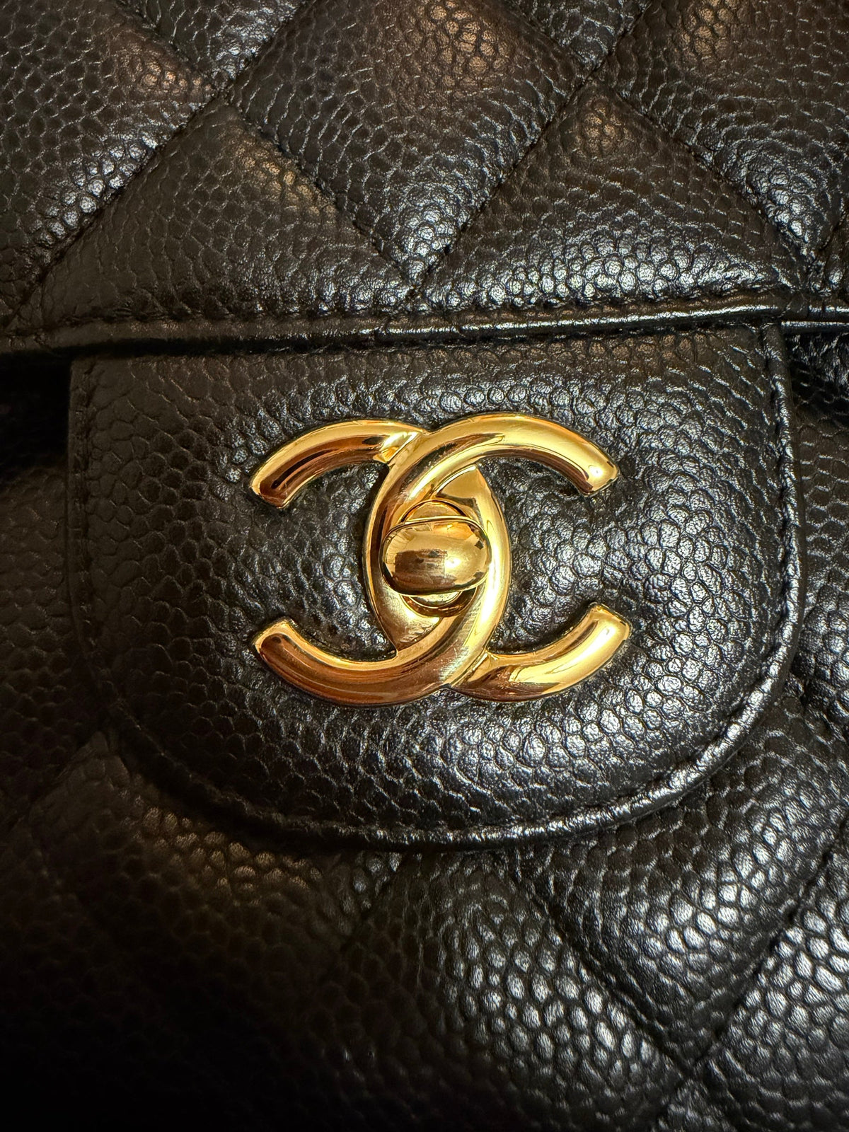 Classic Flap Jumbo — Black Caviar, Gold Hardware — view 3