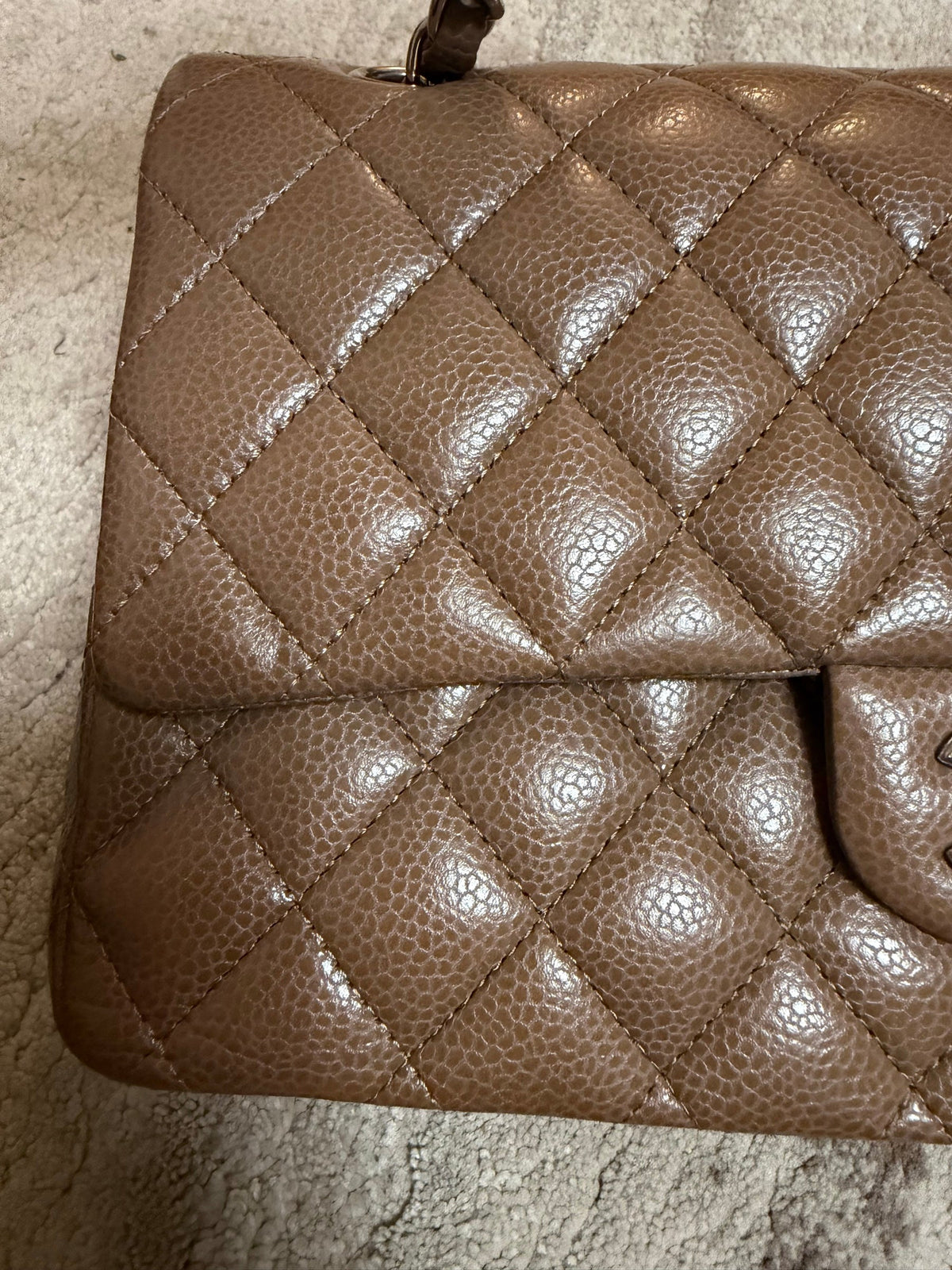 Classic Flap Jumbo — Etoupe Caviar, Silver Hardware — view 3