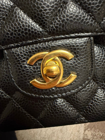 Classic Flap Medium — Black Caviar, Gold Hardware — view 4