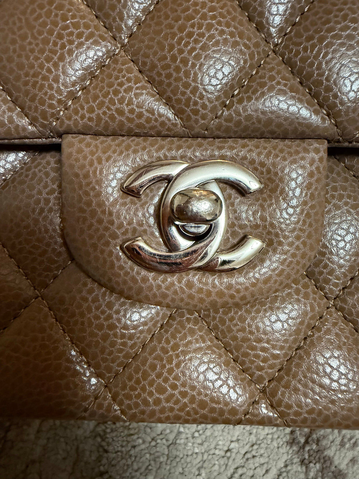 Classic Flap Jumbo — Etoupe Caviar, Silver Hardware — view 4
