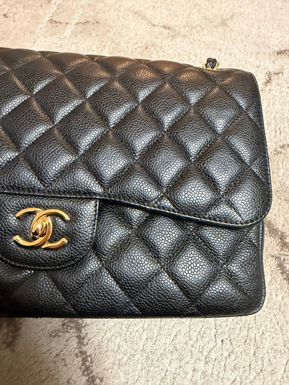 Classic Flap Jumbo — Black Caviar, Gold Hardware — view 5