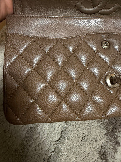 Classic Flap Jumbo — Etoupe Caviar, Silver Hardware — view 6