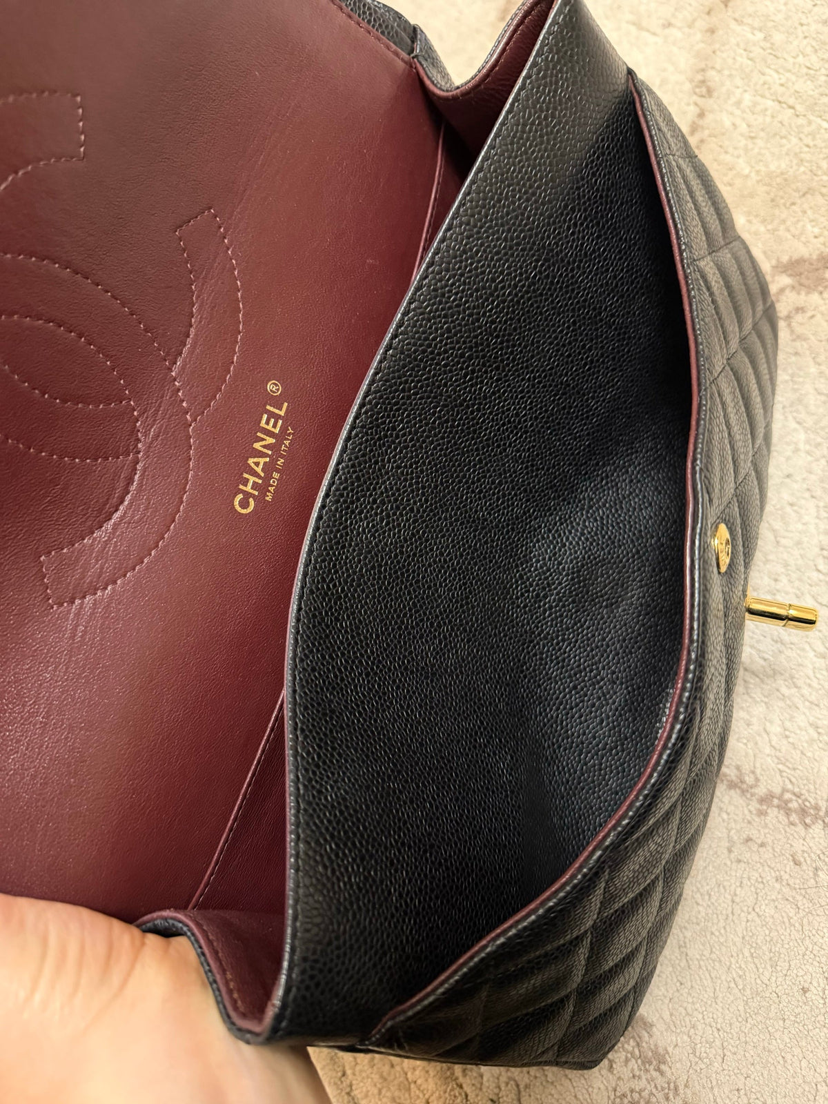 Classic Flap Jumbo — Black Caviar, Gold Hardware — view 6