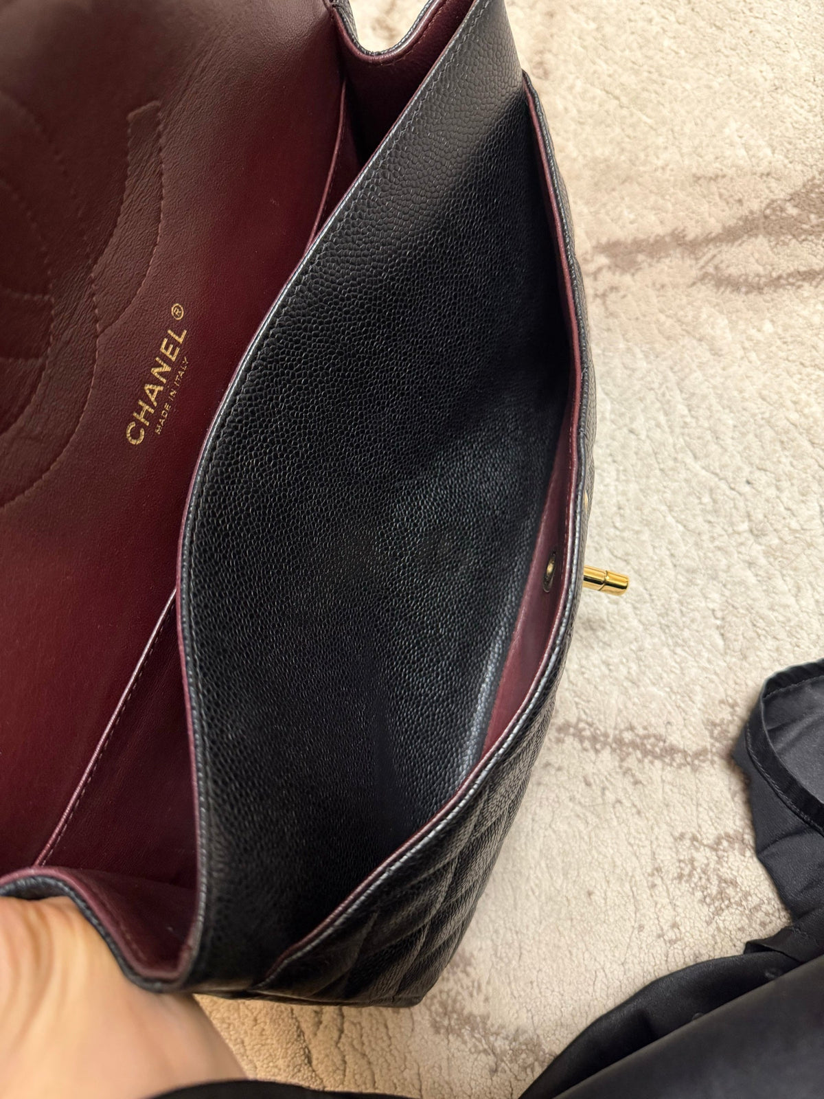 Classic Flap Jumbo — Black Caviar, Gold Hardware — view 7