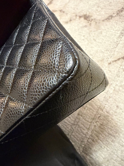 Classic Flap Medium — Black Caviar, Gold Hardware — view 8