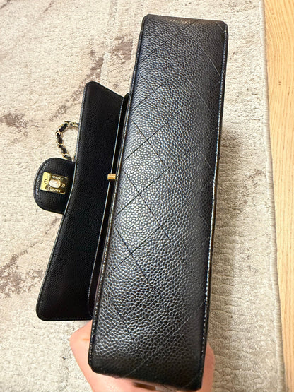 Classic Flap Medium — Black Caviar, Gold Hardware — view 9