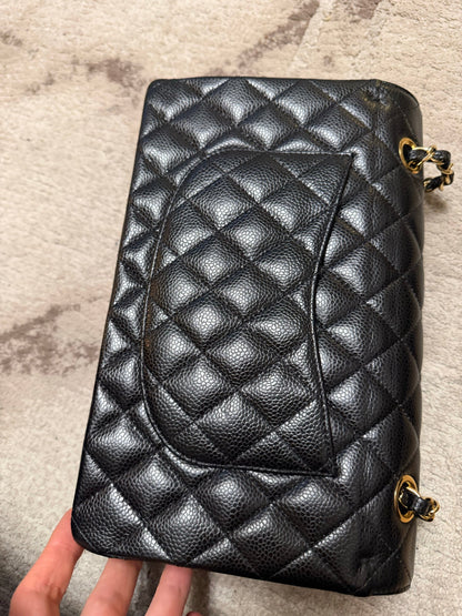 Classic Flap Medium — Black Caviar, Gold Hardware — view 10