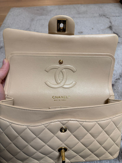 Classic Flap Medium — Beige Lambskin, Gold Hardware — view 11