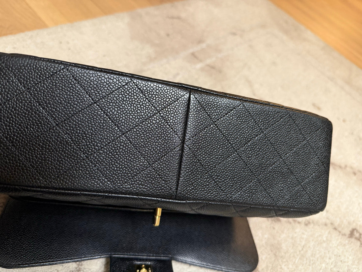 Classic Flap Jumbo — Black Caviar, Gold Hardware — view 14