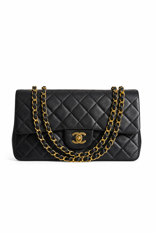 Classic Flap Medium — Black Lambskin, Gold Hardware — studio