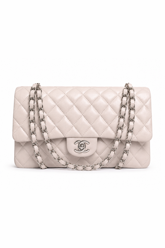 Classic Flap Medium — Rose Pâle Caviar, Silver Hardware — studio